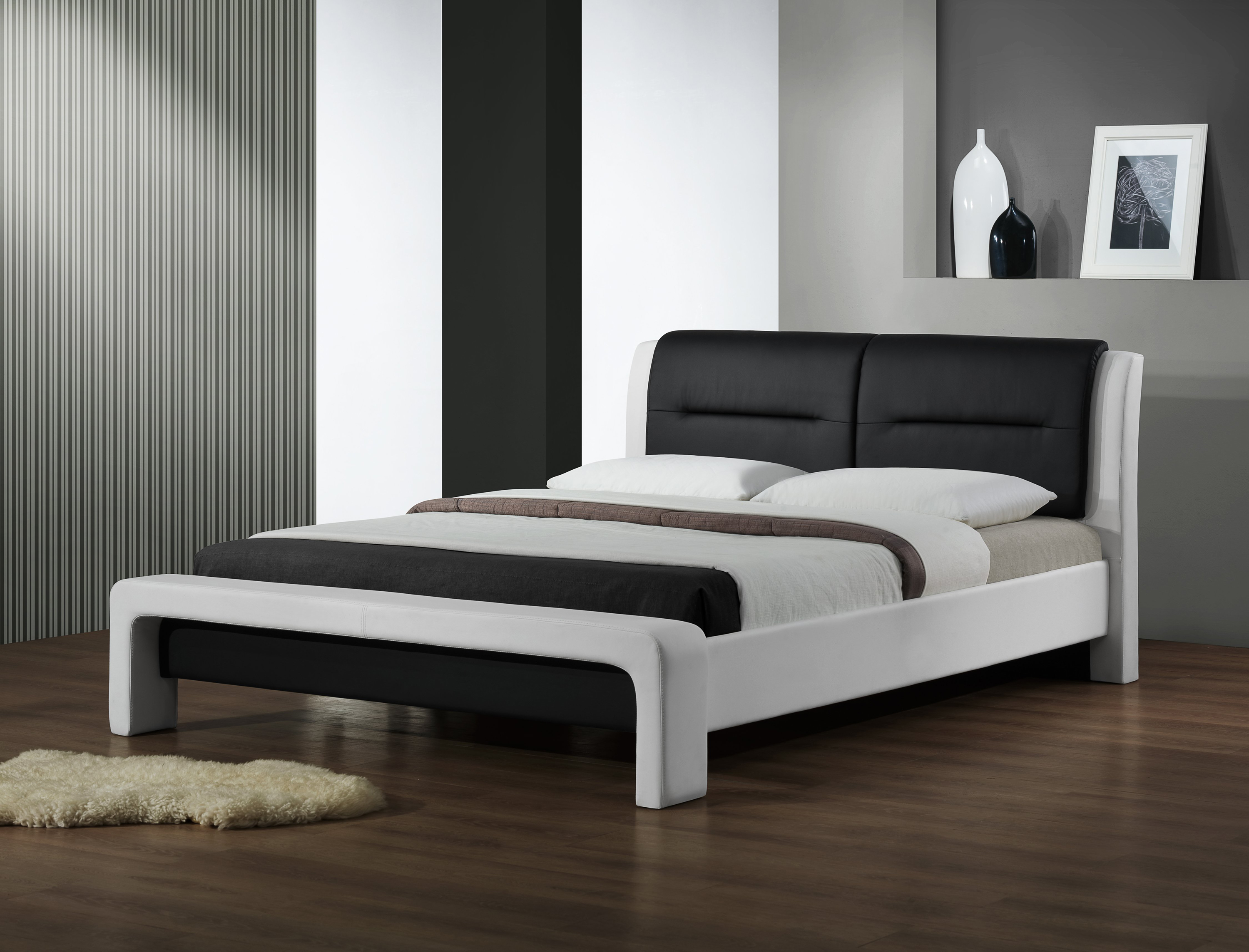 CASSANDRA 160 cm-es ágy fehér és fekete (3p = 1db)