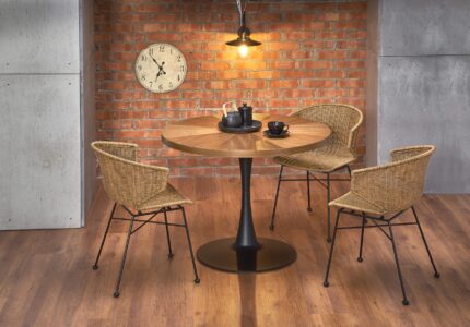 CARMELO kerek asztal, lap - dió, láb - fekete (3p = 1db)