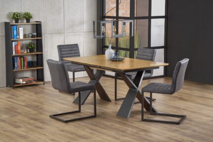 CHANDLER kihúzható asztal natúr tölgy / fekete (2p = 1db)