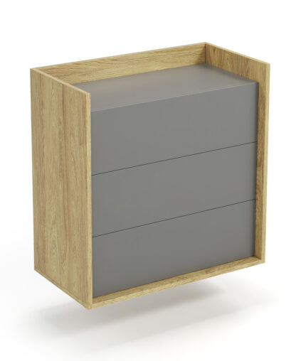 MOBIUS 3S komód, szín: természetes hikori/szürke