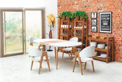 CALIBER-DEF bővíthető asztal fehér vegyes / san remo tölgy (1p = 1db)