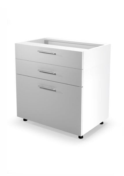 VENTO D3S-80/82 alsó szekrény fiókokkal, Hettich mechanikus előlap: fehér (1p = 1db)