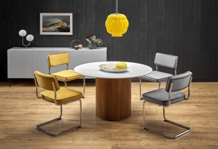 BRUNO asztal, kerek, szín: fehér márvány/dió