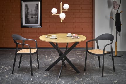 EDGAR asztal, kerek, szín: arany tölgy/fekete