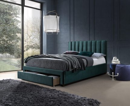 GRACE 140 ágy, ágyneműtartóval, szín: sötétzöld