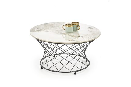 ALESSIA dohányzóasztal, szín: bézs márvány/fekete