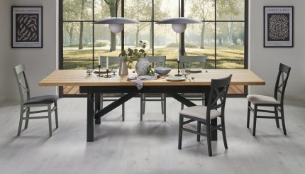 FIESTA bővíthető étkezőasztal, téglalap alakú, szín: natúr tölgy/fekete