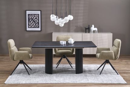 BOLERO bővíthető étkezőasztal, téglalap alakú, szín: fekete/fekete