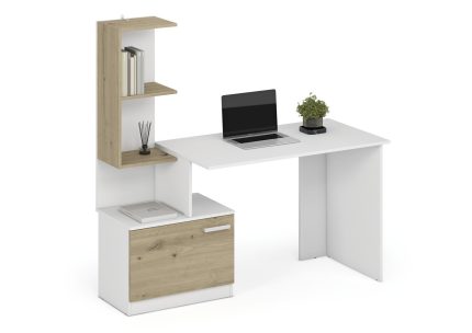 MISO íróasztal, szín: fehér/artisan tölgy