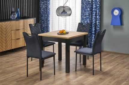 QUBIK bővíthető étkezőasztal, téglalap alakú, szín: artisan tölgy/fekete