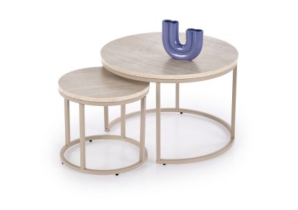 Paola dohányzóasztal (2 db-os szett) – travertin / kasmír