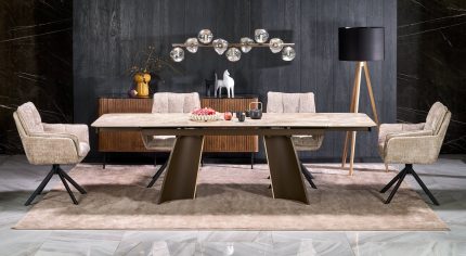 Vesna bővíthető étkezőasztal – bézs márvány / barna