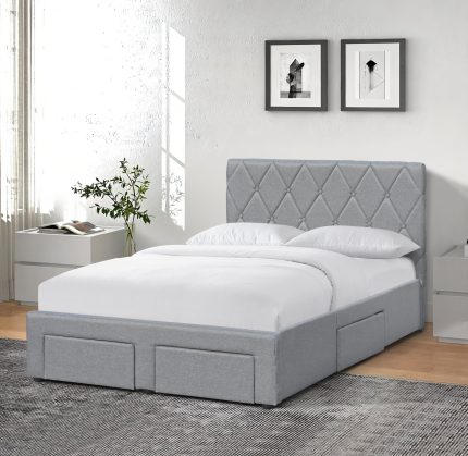 Betina 120 ágy ágyneműtartóval – szürke