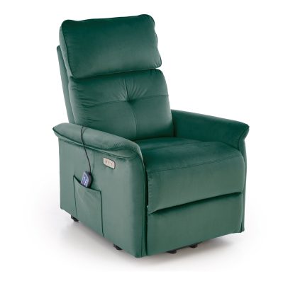 Semir 2 elektromosan dönthető masszázs pihenőfotel kiszállást segítő funkcióval – sötétzöld