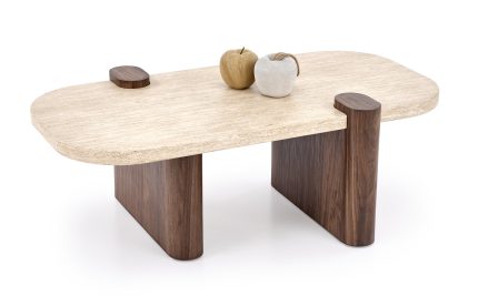 Canoa dohányzóasztal – travertin / dió