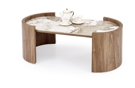 Nicosia dohányzóasztal – bézs márvány / világos dió