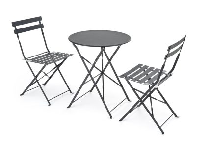 Livorno kerti szett (asztal + 2 összecsukható szék) – fekete