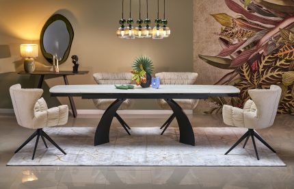 Vitrus bővíthető étkezőasztal – világos travertin / fekete