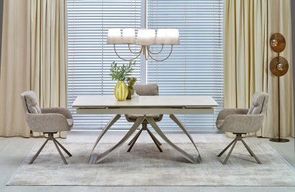 Hilario bővíthető étkezőasztal – világos travertin / kasmír