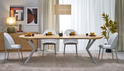 Peroni kerek bővíthető étkezőasztal – hikora tölgy / kasmír