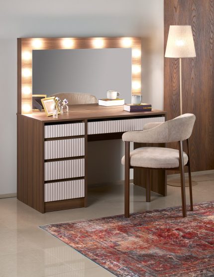 Hollywood 2 XL fésülködőasztal – kasmír / dió