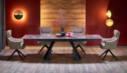 Marvin bővíthető étkezőasztal – sötét vörös márvány / fekete