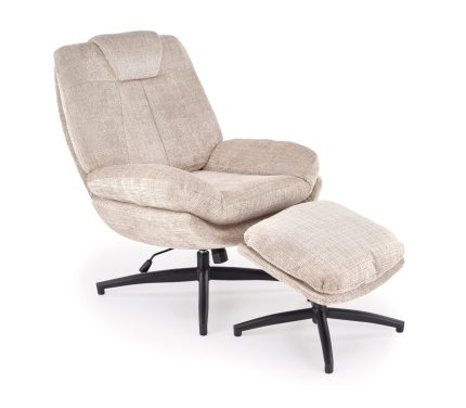 Declan hintázó forgófotel lábtartóval – bézs