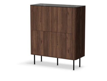 Solano KM-2 komód – meleg dió / fekete márvány