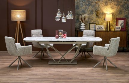 Benjamin bővíthető étkezőasztal – bézs márvány / kasmír