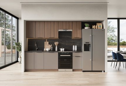 Grenada 240 cm-es blokk konyha – dió / taupe