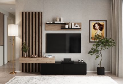 Camino nappali szett – artisan tölgy / fekete