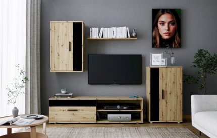 Benson nappali szett – artisan tölgy / fekete