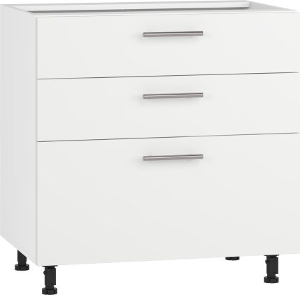 Vento D3S-80/82 fiókos alsó szekrény – fehér / fehér matt